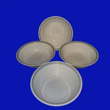 Set of 4 Corelle Country Cottage Bowls Periwinkle Blue and Green Rim Line