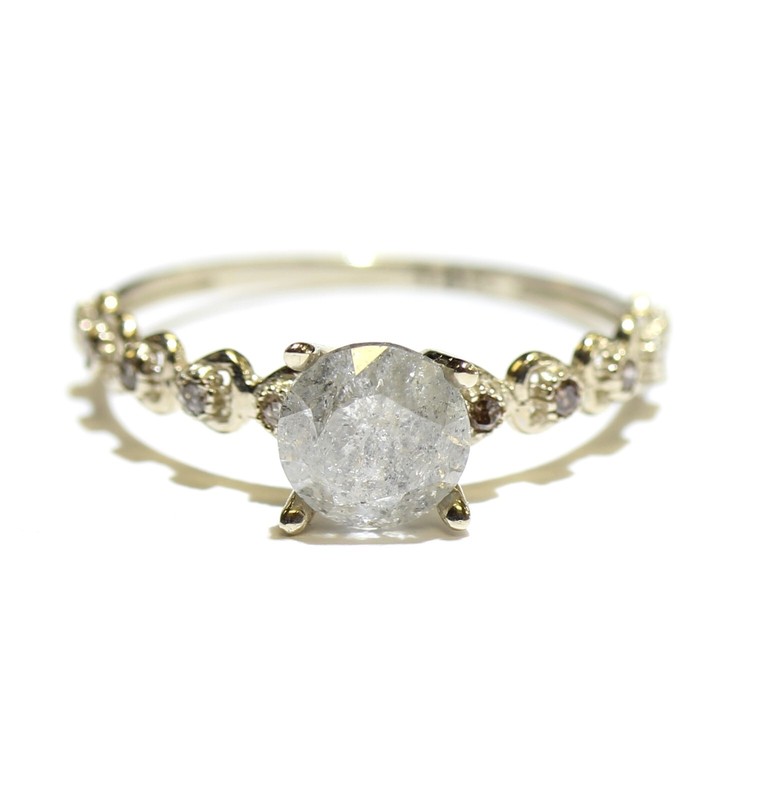 14k white gold 1.17ct round diamond engagement ring 1.4g ladies 7.5