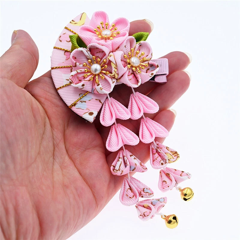 Japanese Women Kimono Cherry Blossoms Hair Clip Hairpin Hanfu Accessories - Image 4 of 4