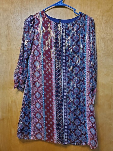 Girls Size 12 Tribal Printed Shift dress with flowers New With Tags NWT - Picture 2 of 6
