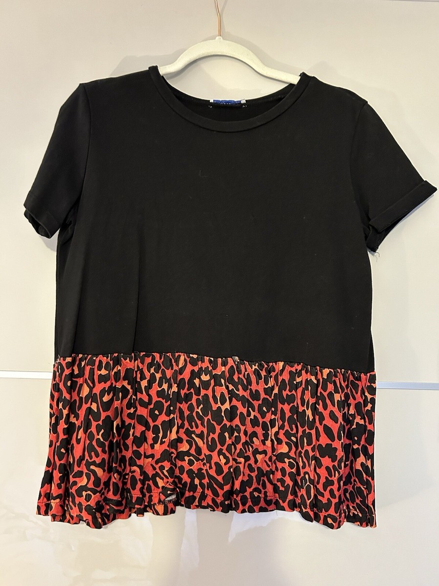 Zara: Black Leopard Print Peplum Top UK