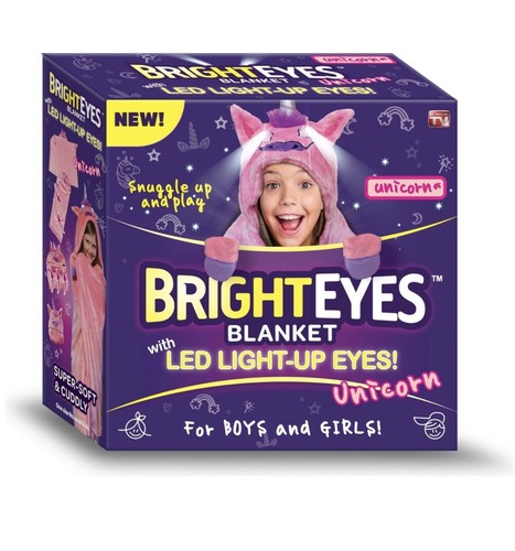 Fleece Blanket UNICORN LIGHT UP Eyes Large Sofa Throw Soft Warm Faux Fur - Picture 6 of 6