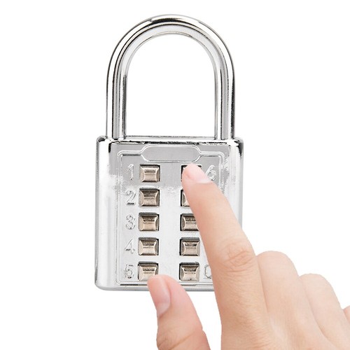 10-digit Push Button Combination Password Padlock Blind Button Padlock - Picture 5 of 10