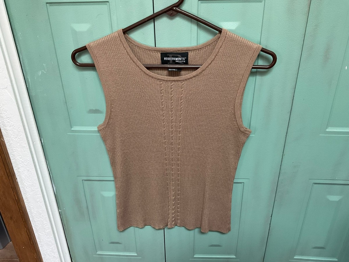 Requirements Petites Sleeveless Ribbed Sweater Vest/Top Size PS Tan  NWOT