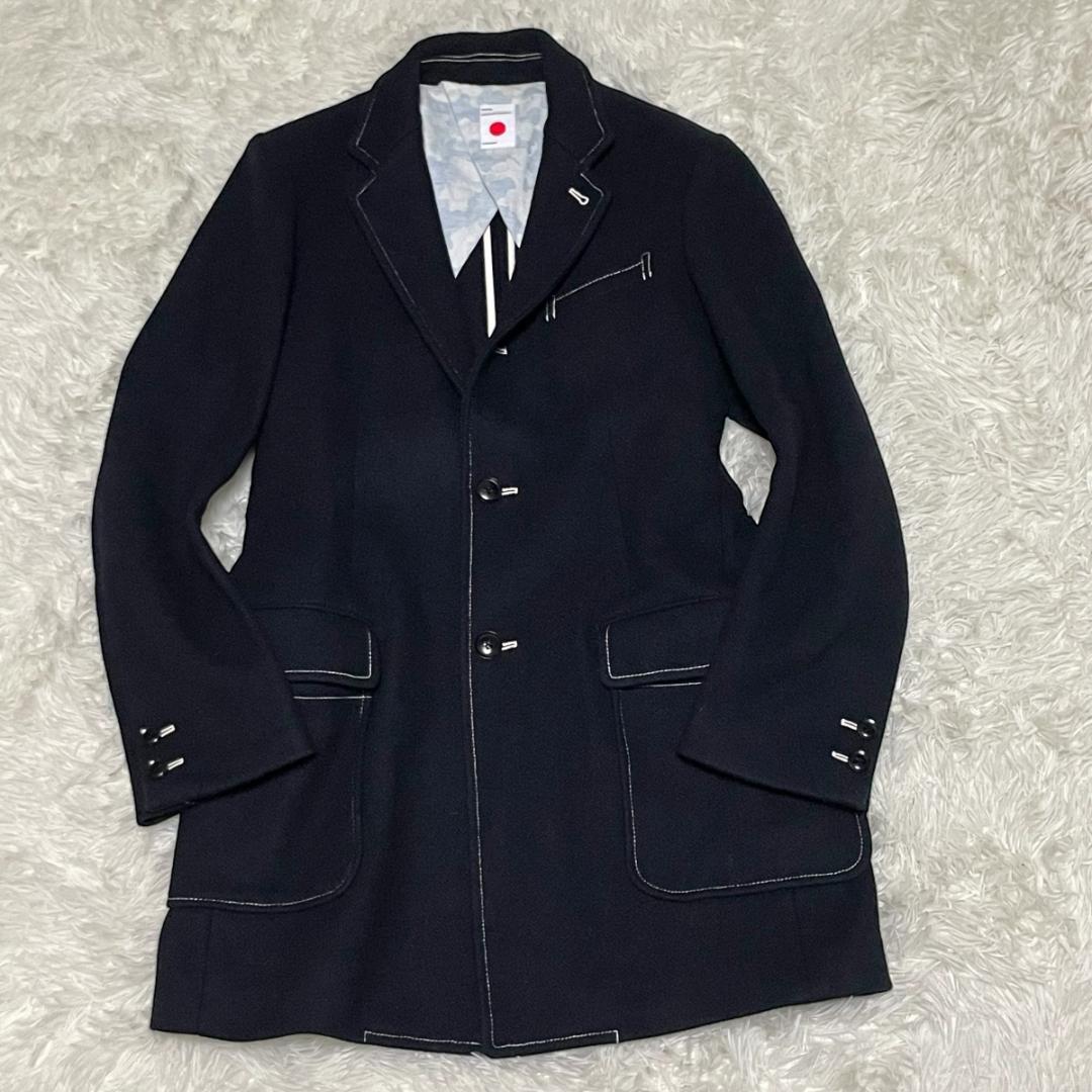 Marka Heavy Melton Chester Coat Size 2 Navy Blue Made in Marka Heavy Melton Chester Coat Size 2 Navy Blue Made in