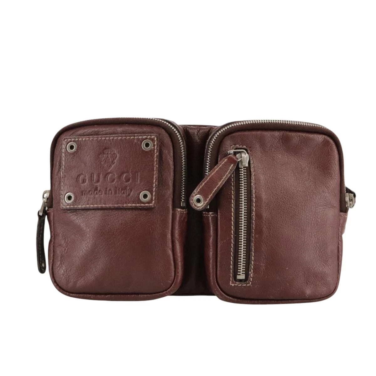 Sac ceinture Gucci cuir marron bandoulière authentique