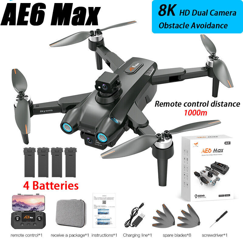 AE6 Max GPS RC Drone with 8K HD Dual Camera Smart Follow FPV WIFI-image