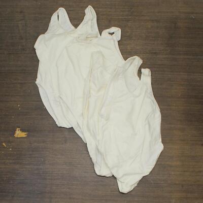 vintage 4-Pack USA Made Youth Girls Lined Romper Leotard White 5
