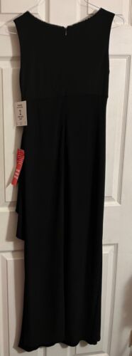 2 Pc R & M Richards Petite Black w Rhinestone Stretch Maxi Dress Gown +Jacket 8P - Picture 4 of 7