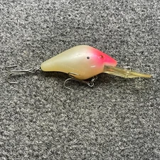 Mann's Razorback Deep Pig Vintage Crankbait Fishing Lure - Pink Head Pearl