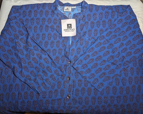 Marketplace Handwork of India 3W-4W Lagenlook Tunic Boho Cotton Blue Shirt - 第 1/9 張圖片