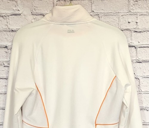 FILA SPORT giacca donna pullover tasche bianco con bordo arancione 1/4 zip grande usata in ottime condizioni - Foto 5 di 7