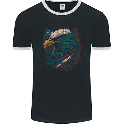 Künstlerischer amerikanischer Weißkopfseeadler in Stars & Stripes Herren Ringer T-Shirt FotL