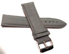 New Mens Gray Padded Genuine Calfskin Leather 22mm Watch Band Silver Tone Buckle