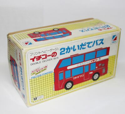Vintage Made in Japan Ichiko Double Decker Bus Tin Friction Vintage Made in Japan Ichiko Double Decker Bus Tin Friction