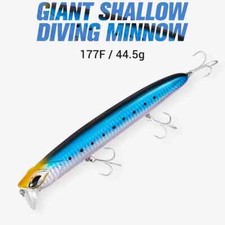 Noeby Giant Shallow Diving Minnow Fishing Lure 177mm 44.5g Floating 0-30cm