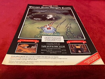 GAME21 COMPUTER GAME ADVERT 11X8 DRAGON'S LAIR II ESCAPE FROM SINGE'S CASTLE
