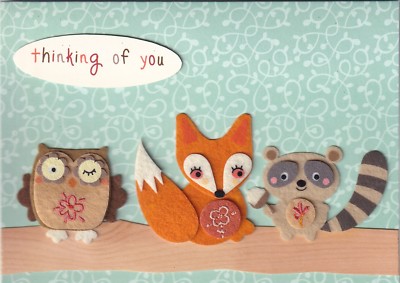 PAPYRUS THANKSGIVING CARD NIP MSRP $8.95 OWLS FOX RACCOON CARD (F1)