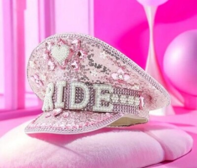 BRIDE Pink Captain's Cap Sequins and Rhinestones | Bachelorette BRIDE Cap