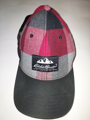 Eddie Bauer Cap Plaid Hat Baseball Red 