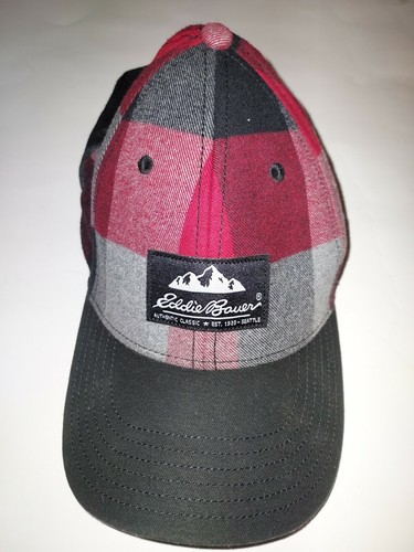 Eddie Bauer Cap Plaid Hat Baseball Red 