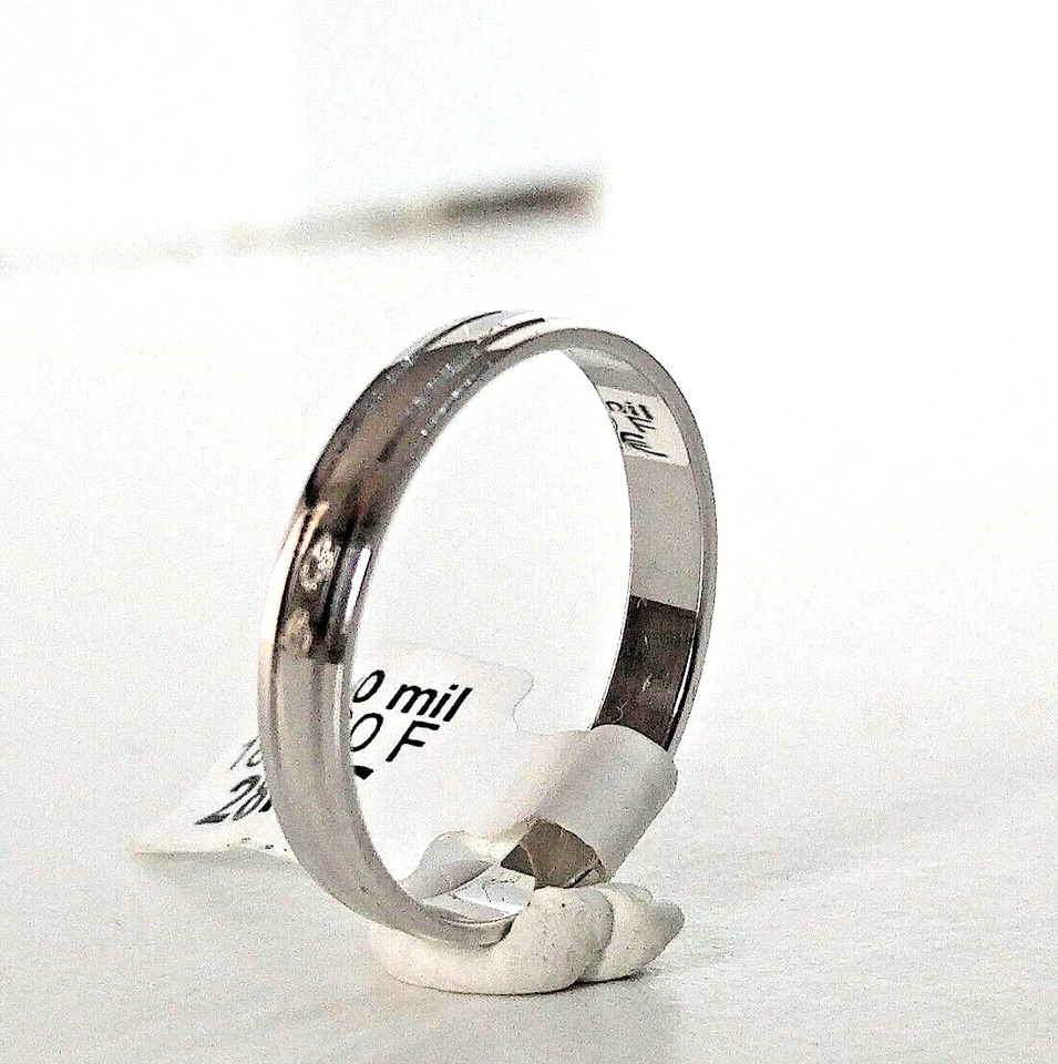 Alliance neuve motifs mariage Or blanc 18 carats massive femme homme 3mm bague - Photo 3/4