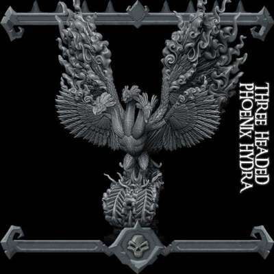 DREIKÖPFIGE PHOENIX HYDRA Miniatur l Dungeons and Dragons
