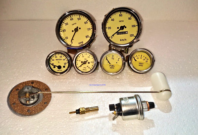 Smiths 52mmTemp Öl Volt Benzin+Speedo0-120KMH+0-80RPM 100mm Mit 3 Sender Yc