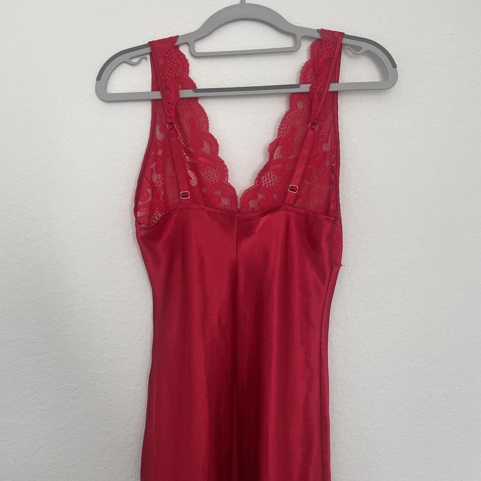 UNDERCOVER Abito lungo slip Victoria’s Secret etichetta oro taglia small raso rosso pigiama