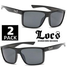 2 PAIRS DEAL LOCS BIKER GLASSES MEN DARK LENS LARGE GANGSTER BLACK OG SUNGLASSES