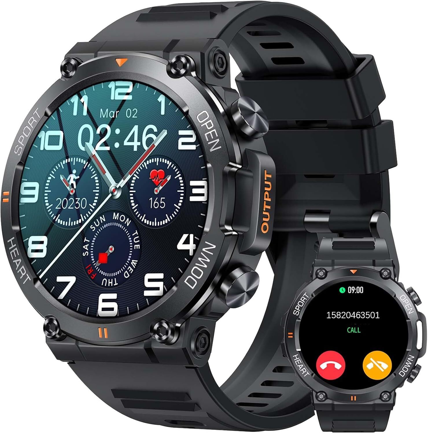 2025 Military Smartwatch for Men with Call Function Outdoor Sports Fitness Tracker