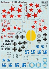 Print Scale 72-338 1/72 scale Decal for airplane - Polikarpov I-153 " Chaika "