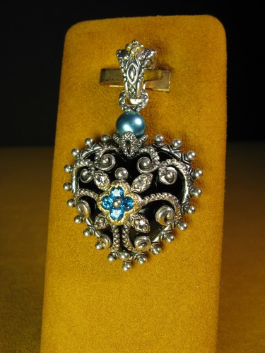 Ciondolo BARBARA BIXBY GEMMA ESALTATORE CUORE ARGENTO SOVRAPPOSIZIONE ONICE APATITE 18K