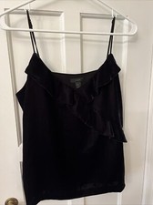 J Crew Women’s Black Velvet Ruffled  Sleeveless Tank Top Event  Size 6