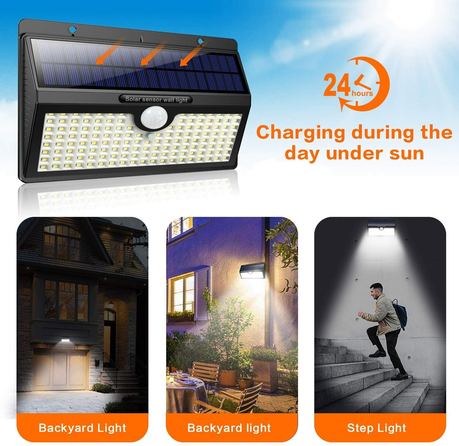 Pack 2 Luces Luz Solar Exterior Super Brillante 190 LED 3300 Lumens Impermeable