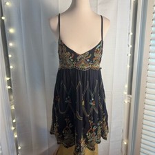Urban Outfitters Black Mini Dress with Colorful Embroidery
