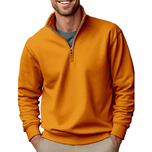 Herren lässig Baggy einfarbig Stehkragen T-Shirt Fleece 1/4 Reißverschluss Sweatshirt Tops - Bild 4 von 33