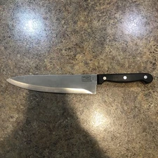 Chicago Cutlery Chef’s Knife 8" Straight Edge Stainless Blade Black Handle 5F15D