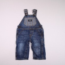 OshKosh B'Gosh Blue Denim Jean Plaid Flannel Lined Overalls Boys Size 6M