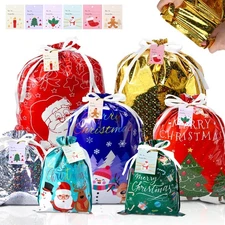 32PCS Christmas Gift Bags, Thicken Drawstring Gift Bags Assorted Size with Ta...