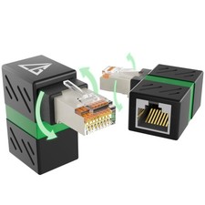 2-Pack 10Gbps 360  Rotatable Cat6A Right Angle 360 , Black