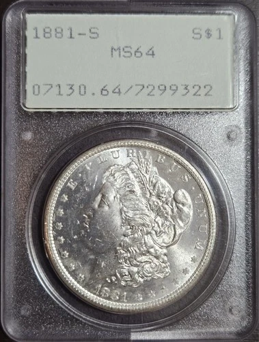 1881-S PCGS MS64 “Rattler” Morgan Silver Dollar $1 - Lustrous Gem Old Holder