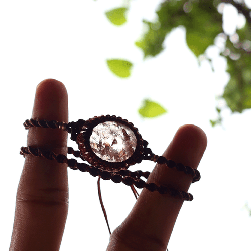 A Garden On Your Wrist~ Natural Garden Quartz Handmade Macrame Crystal Bracelet - Picture 5 of 11