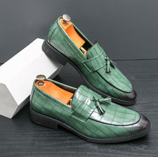 Men's Stone Pattern Crack Faux Leather Slip On Tassles Dress Formal Shoes New
