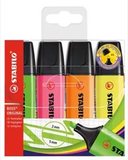 Stabilo Boss Original Highlighter Pens Markers 4 pack-Yellow/Orange/Pink/Green