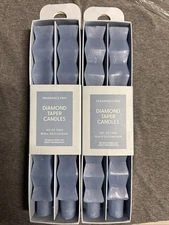 10” Set of 2 “Quilt Blue” Diamond Shaped Taper Candle by Room Essentials