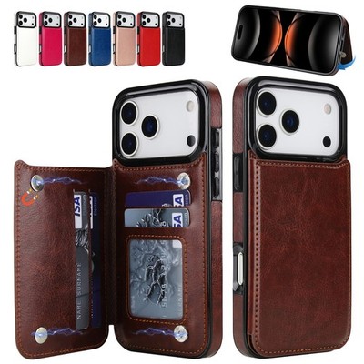 For iPhone 17 Air 16 15 14 13 PRO MAX Magnetic Case PU Leather Shockproof Card