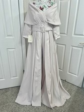 Cream Off The Shoulder Jumpsuit for Wedding Guest