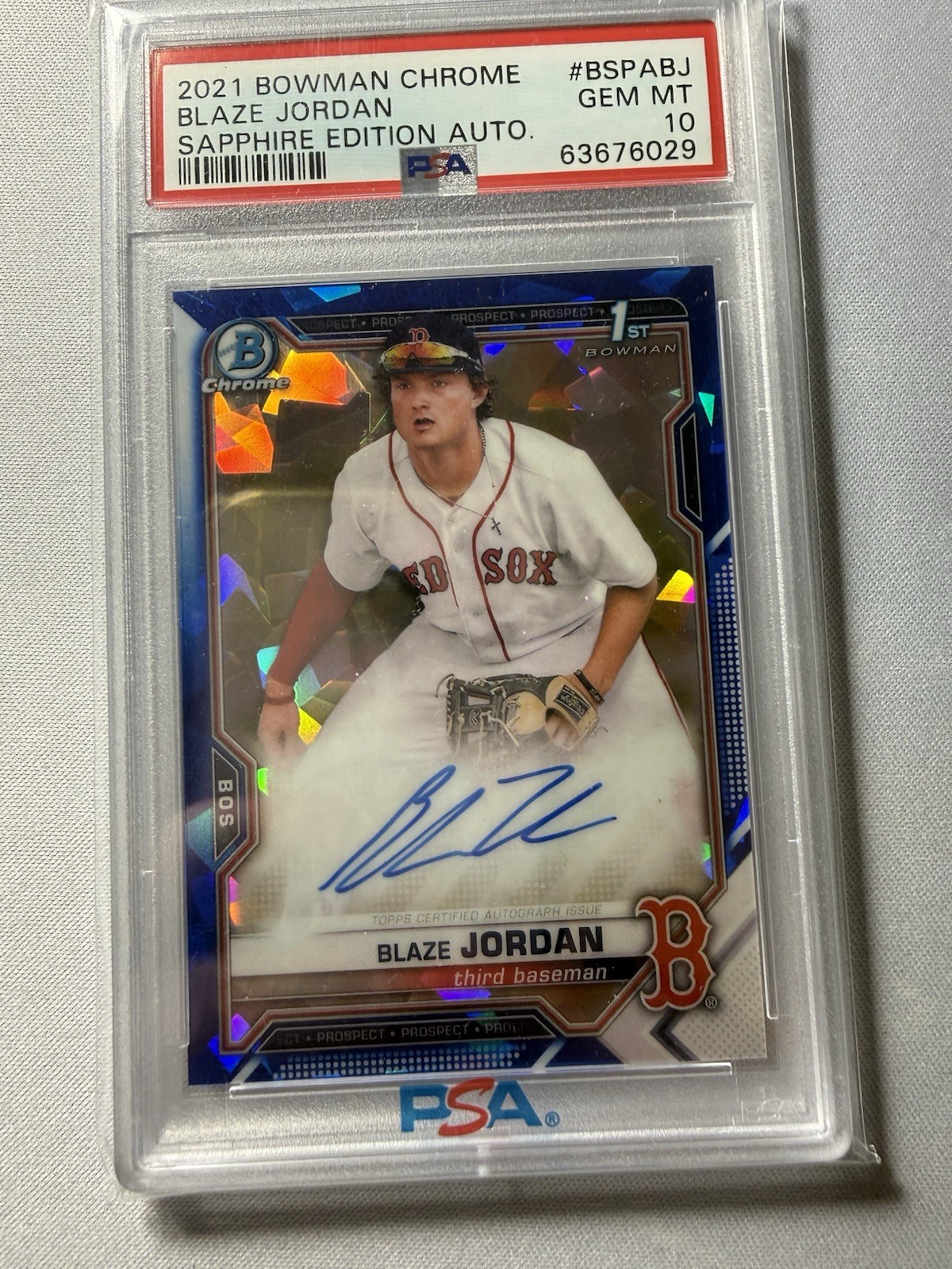 Blaze Jordan 2021 Bowman Chrome Sapphire Auto PSA 10 Bowman 1st