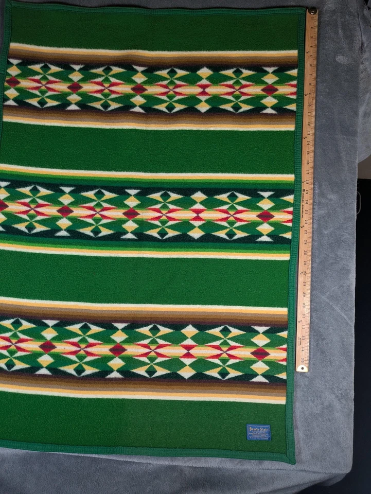 Pendleton Beaver State Blanket Throw Green Southwestern Geometric Lap Stripe - Image 4 of 4